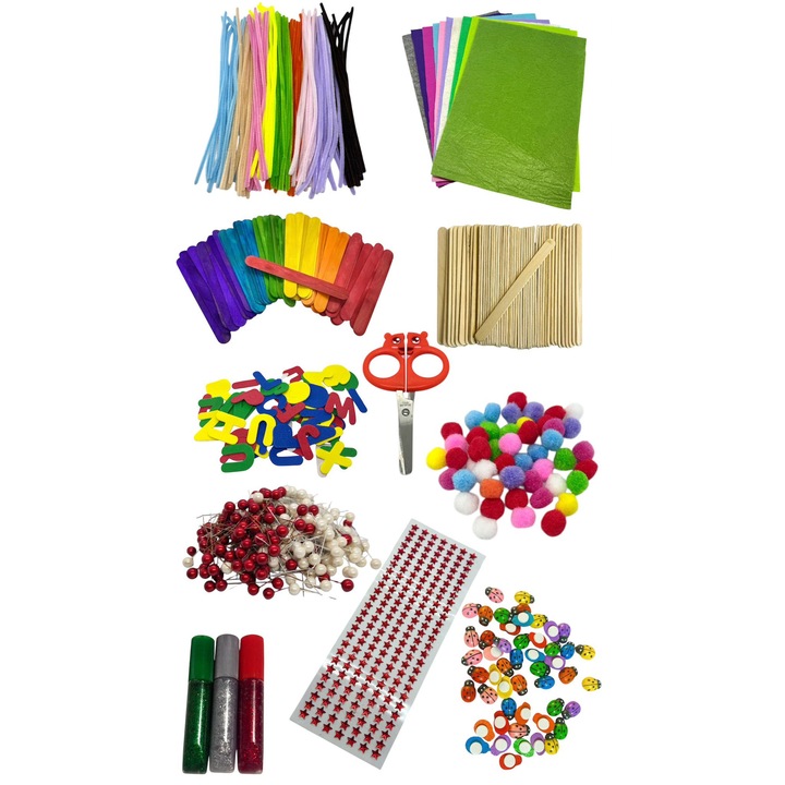 Set creativ pentru copii Sovaldi, 516 piese, materiale artizanale, multicolor