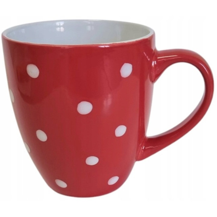 Piros pöttyös extra nagy kerámia bögre 400 ml