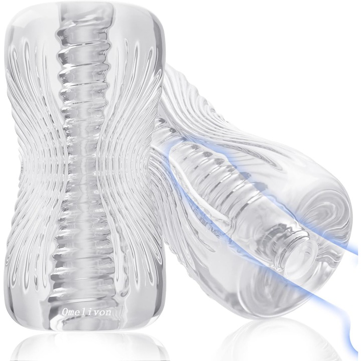 Cupa de masturbare masculina, Textura 3D, Silicon moale,, reutilizabile moale elastic adult jucarie sexuala, Omelivon, alb