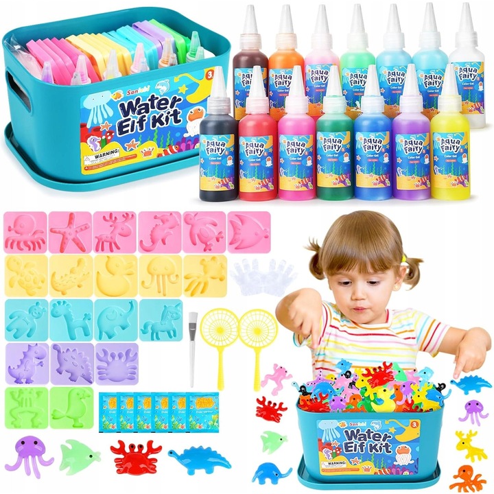 Set creativ Water Elf, 46 accesorii, 20 forme, 14 sticle, non-toxic, 4 ani+