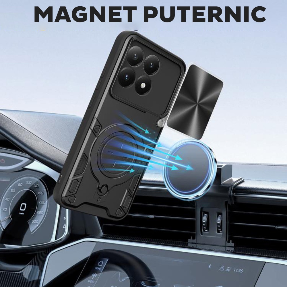 Husa pentru OnePlus Nord 6, CamGuard Pro Kickstand, Slider Camera, Antisoc, Protectie Superioara, Negru