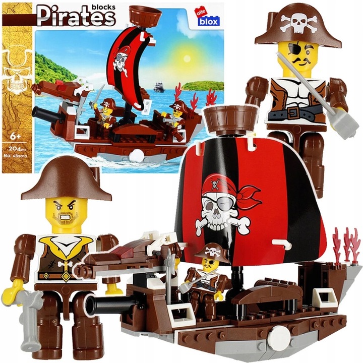 AlleBlox - Pirates Kalózhajó 204 db-os építőkocka játékszett (AB9010)