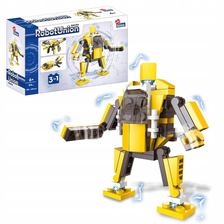 Set Klocki Konstrukcyjne 3w1 Robot Mediu Galben 62 Elemente