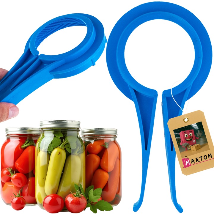 Отварачка за буркани, Martom, 19x9,5x2,5см, 7см-8,5см, синя
