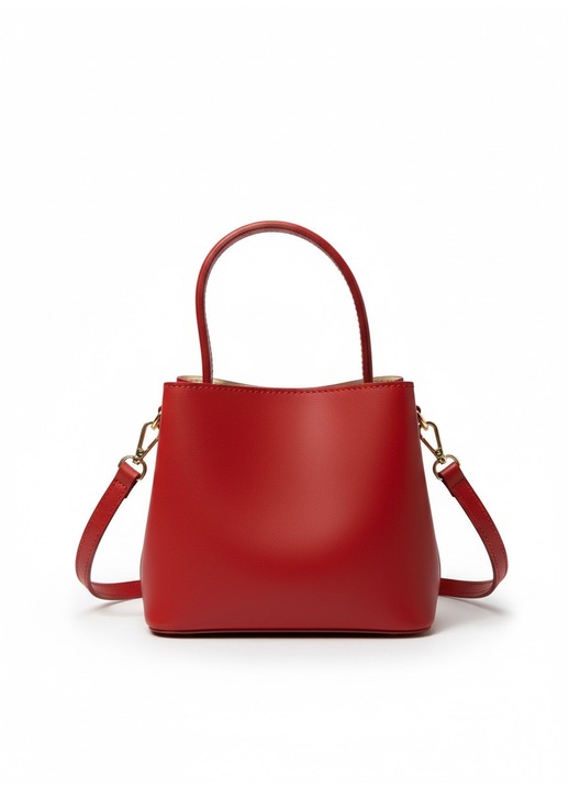 Poseta Vera Pelle Mara, piele naturala, rosu, 20x16x11cm