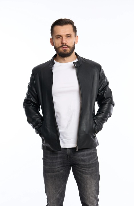 Яке от естествена кожа Luxus, кроко принт