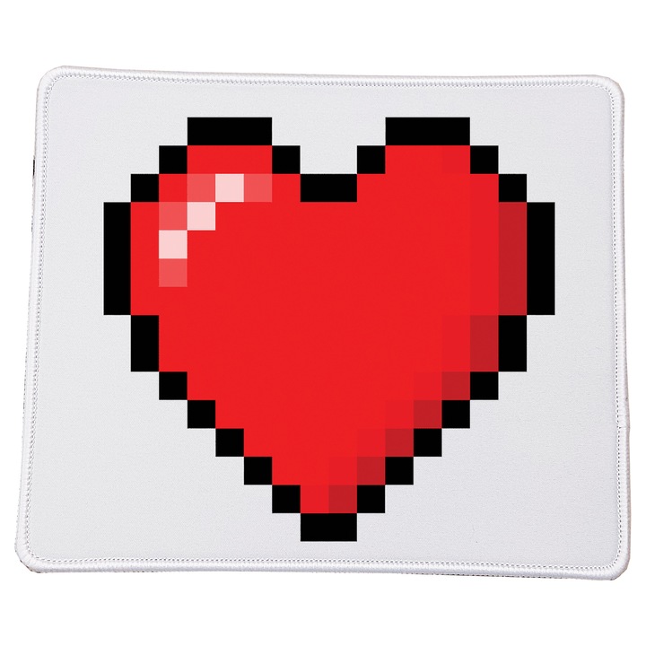 Mousepad Valentine's Day, Minecraft, inima, 23x20cm, material durabil