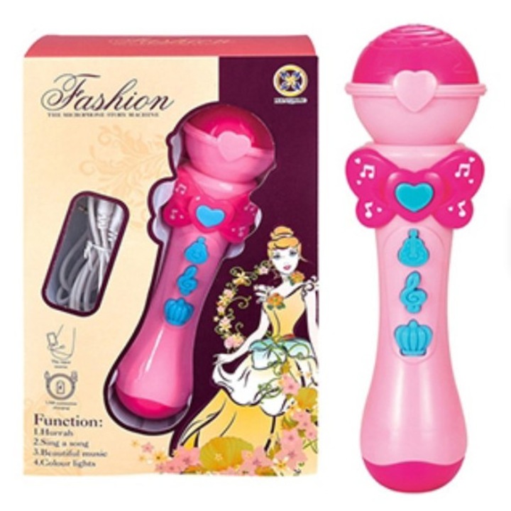 Microfon educativ Toy Toy Toy pentru copii, roz, 25x16cm, cu efecte muzicale integrate