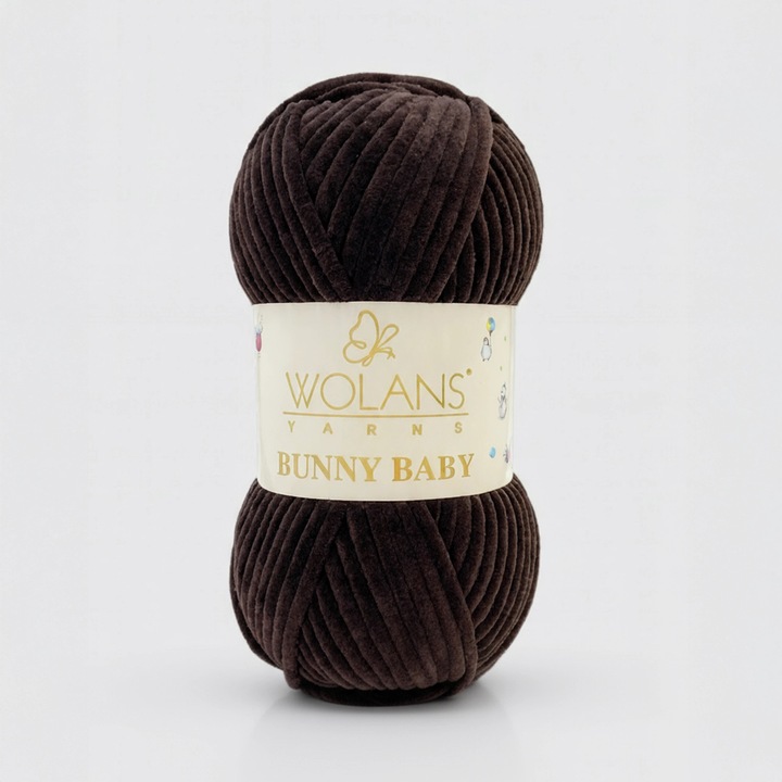 Fir plusat de catifea Wolans Bunny Baby, 100g/120m, lavabil, maro