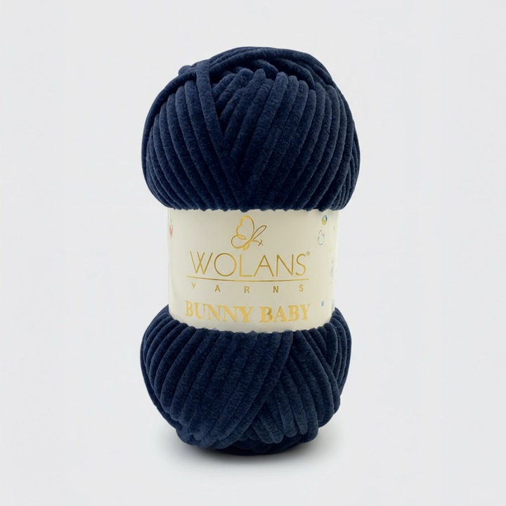 Fir plusat de catifea Wolans Bunny Baby, bleumarin, 100 g/120 m, lavabil, OEKO-TEX