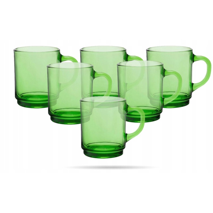 Szett 6 db zöld Duralex Versailles üvegpohár 260ml, egymásra rakható