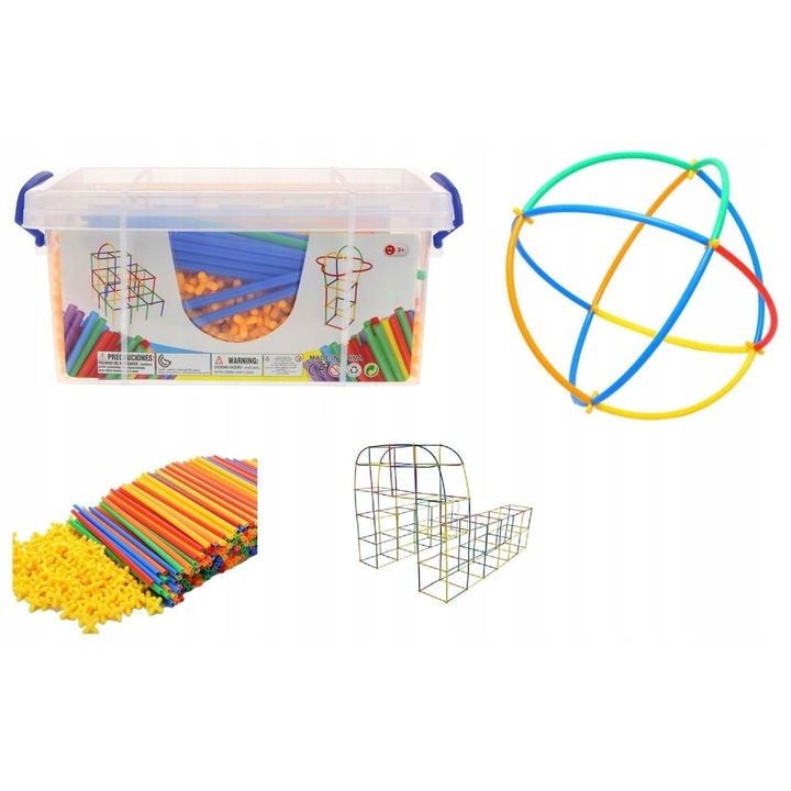 Set 700 Piese Cuburi Constructie Tip Paie si Conectori