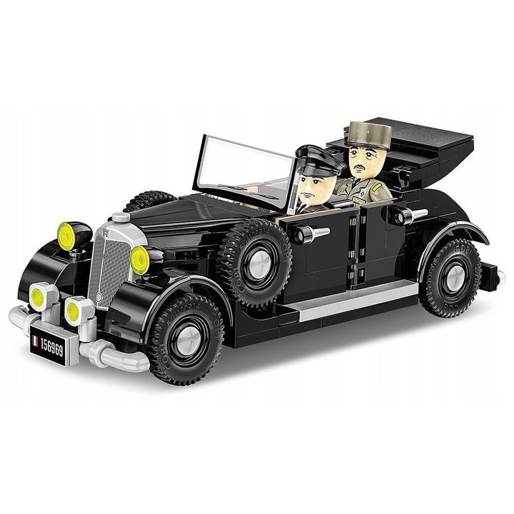 Set constructie Cobi 2261, model Horch 830BL, 244 piese, figurine General de Gaulle, scara 1:35