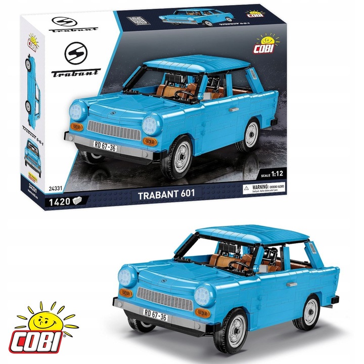 Set Constructie Cobi Trabant 601, 1420 Piese, Directie Functionala, Dimensiuni 30x15x10cm