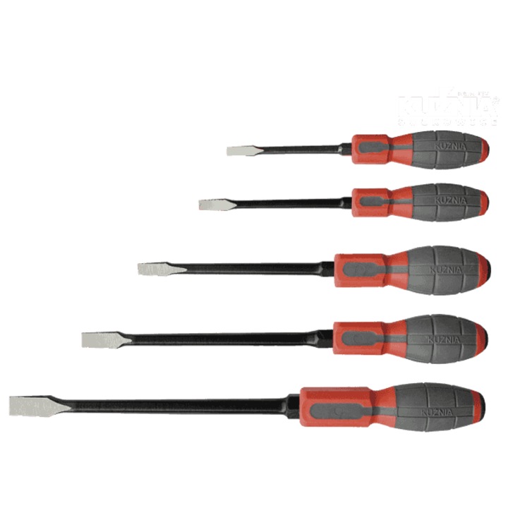 Комплект плоски отвертки KUZNIA, 5 броя, 0,8x5,5cm, 1,0x6,5cm, 1,2x8,0cm, 1,6x10cm, 2,0x13cm