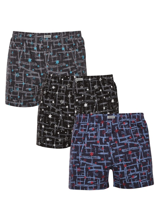 Set 3 boxeri barbati Andrie multicolori, 100% bumbac, croiala clasica, confort maxim