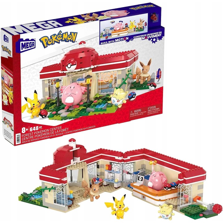 Mega Bloks Pokémon Горски център, 648 части, с Пикачу и приятели