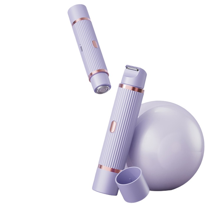 Мултифункционален тример, лилав, пълен комплект инструменти за красота