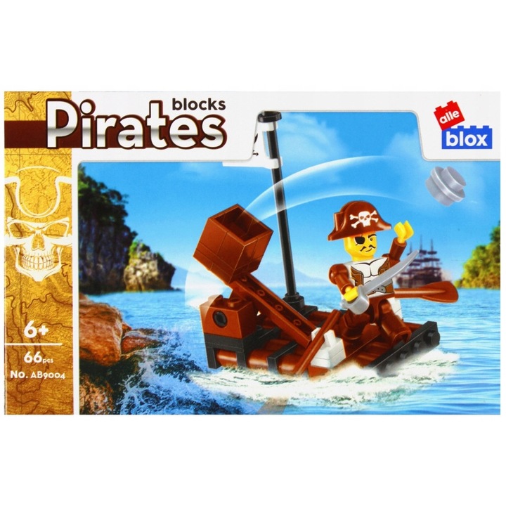 Комплект кубчета за конструиране Пират 66 елемента, AlleBLOX, Препоръчва се за 6 години+