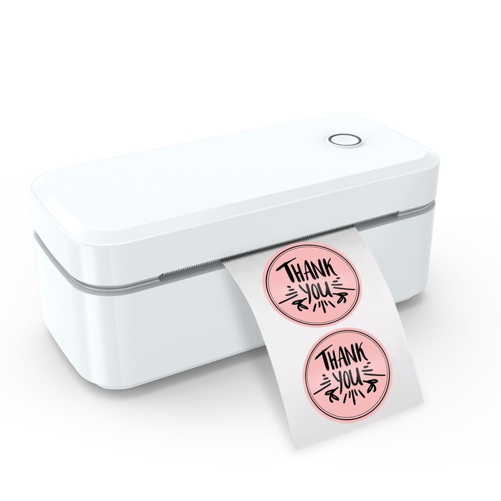 Безжичен 4-инчов преносим термопринтер, бял