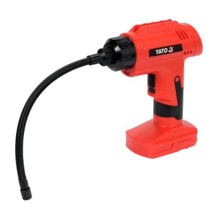 Vezeték nélküli kompresszor, Yato, YT-82950 modell, 120W, 25l/perc, 2200mAh akkumulátor, teljes készlet