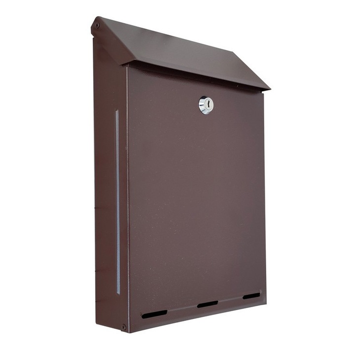 Cutie postala A4, Metalbud, culoare bruna, dimensiuni 34,5x22,5x6cm, 2 chei, 2 ani garantie