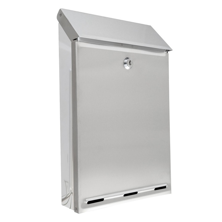 Cutie postala, Metalbud, A4, inox satinat, 34,5x22,5x6cm, 2 chei