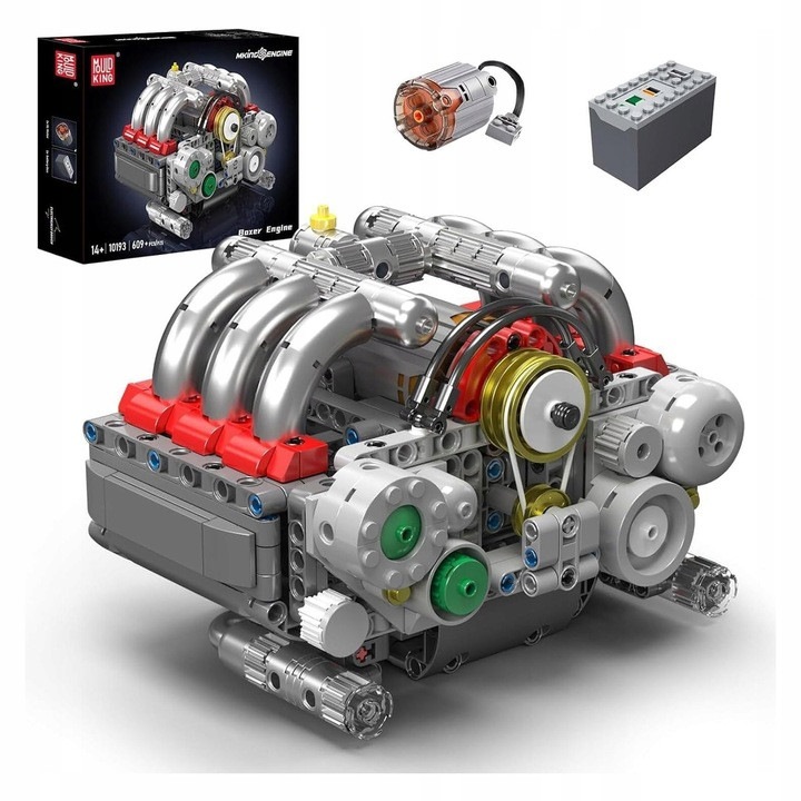 Комплект блокове Mold King Motor Porsche Flat-6 609 елемента Електрически мотор