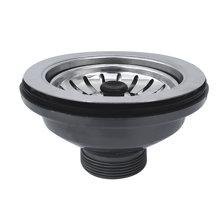 Комплект сифон клик-клак за мивка, UN, 120 мм, пластмаса и инокс