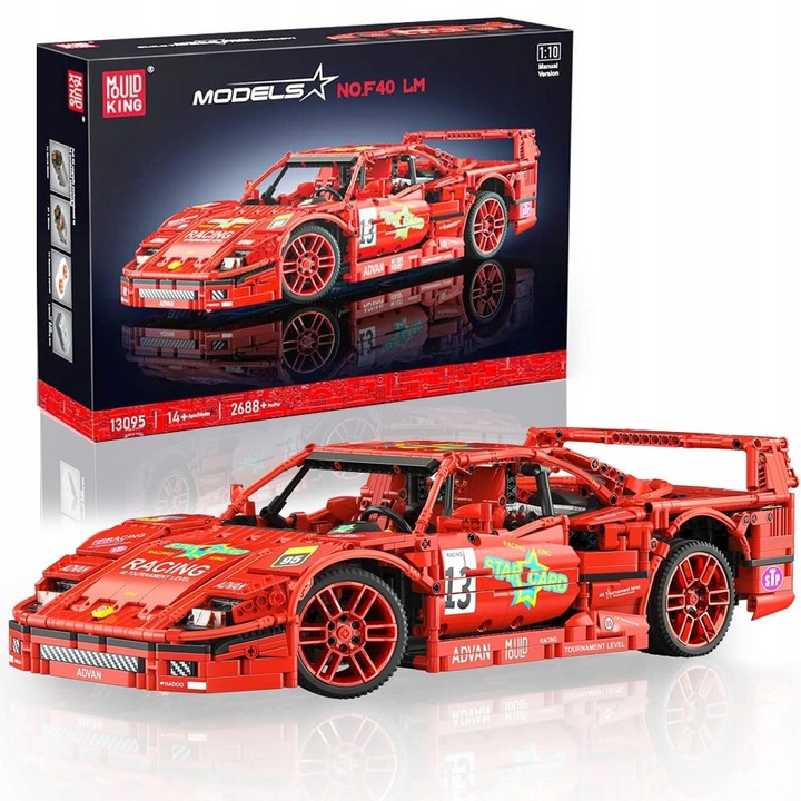 Mould King 13095 F40 LM - Състезателна кола, 2688 части, подарък