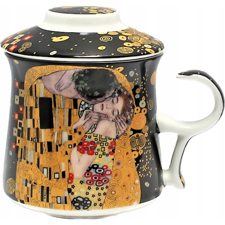 Cana Eleganta cu Infuzor Gustav Klimt, Portelan Bone China, 350ml