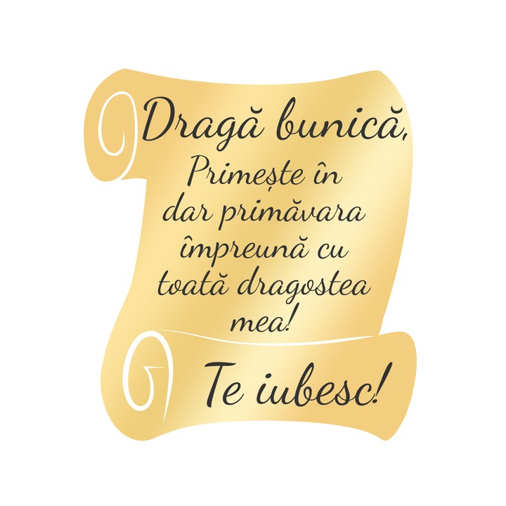 Martisor Brosa Inox Placat Aur 18K Scrisoare Draga Bunica