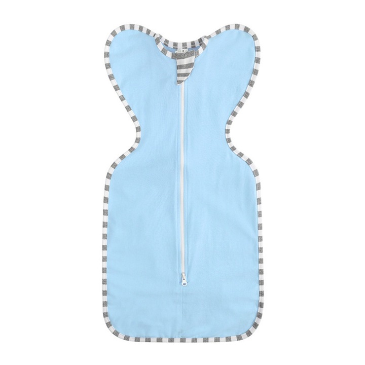 Sac de dormit copii Ronyes, L, albastru, 95% bumbac, fermoar dublu