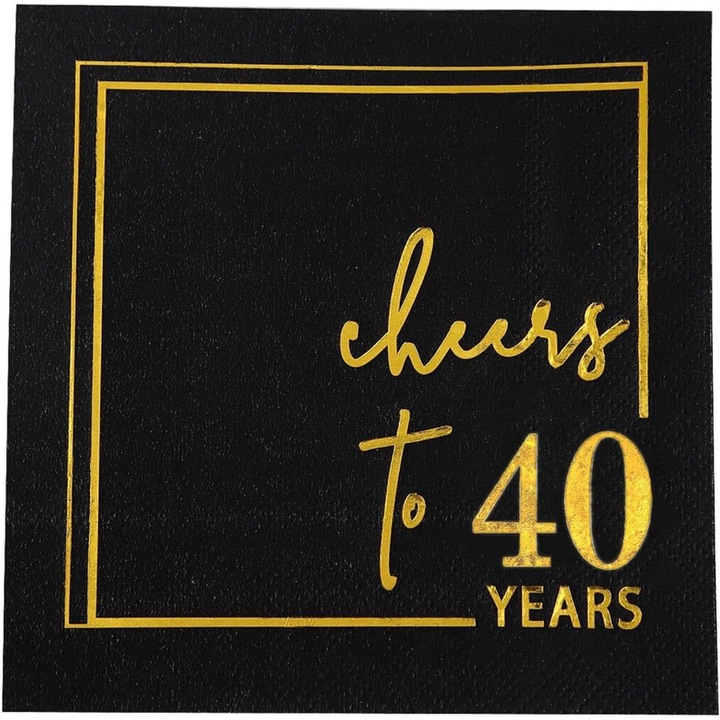 Комплект 50 салфетки Ronyes за рожден ден, златно фолио, черни 12,5x12,5см