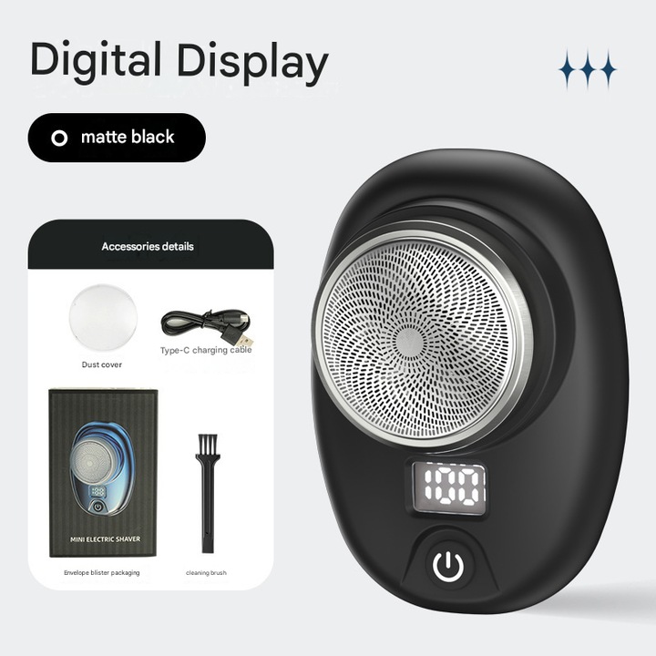Aparat de ras electric mini, portabil, spalabil, cu display LCD, pentru barbati, ideal pentru acasa si calatorii