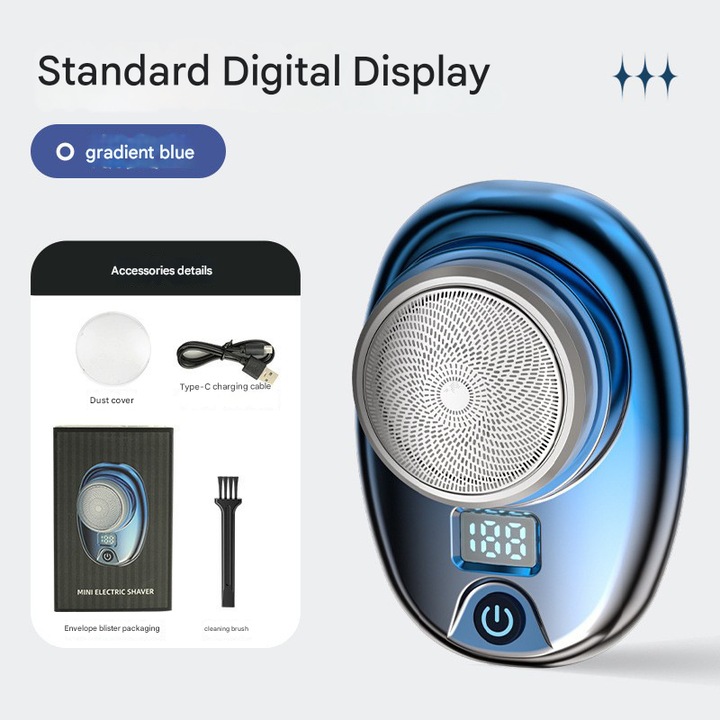 Aparat de ras electric mini, portabil, spalabil, cu display LCD, pentru barbati, ideal pentru acasa si calatorii