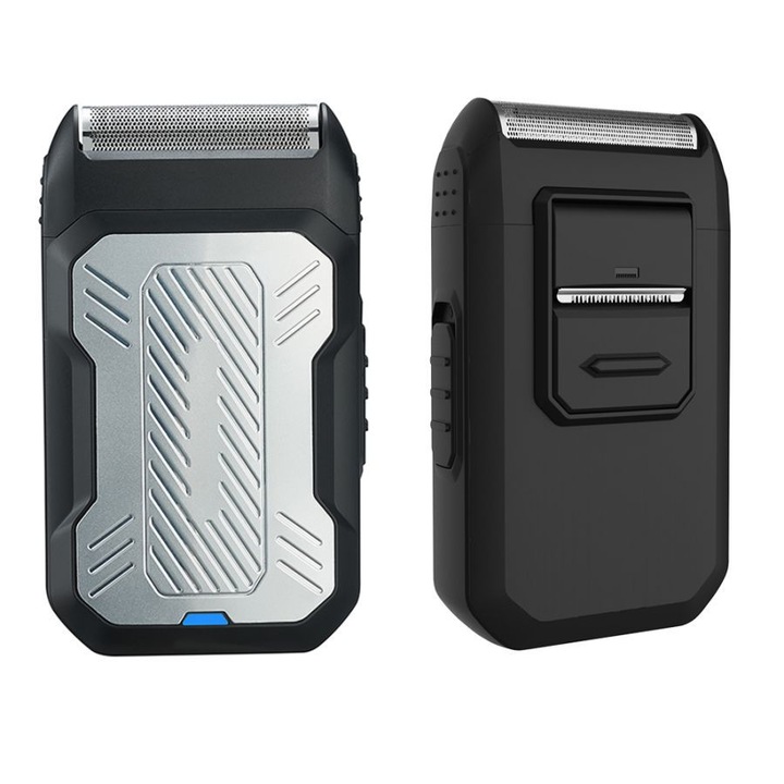 Aparat de ras electric 2-in-1 cu trimmer pentru perciuni, reincarcabil, dimensiuni compacte