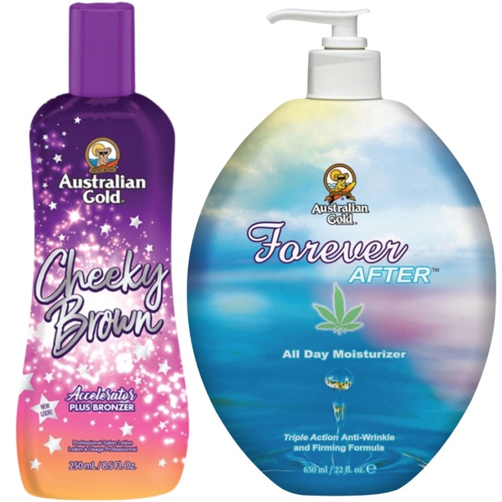 Autobronzáló szett, Australian Gold, Cheeky Brown + Forever After, természetes bronzosító