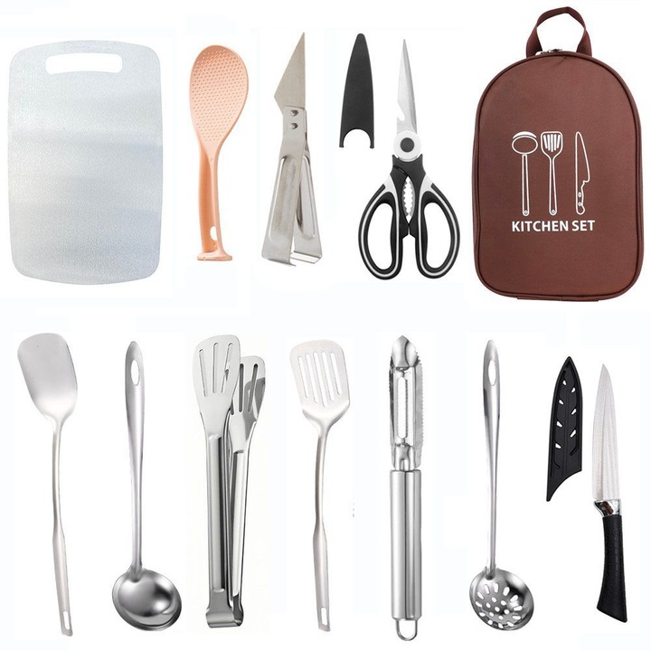 Set vesela camping, 12 bucati, portabile