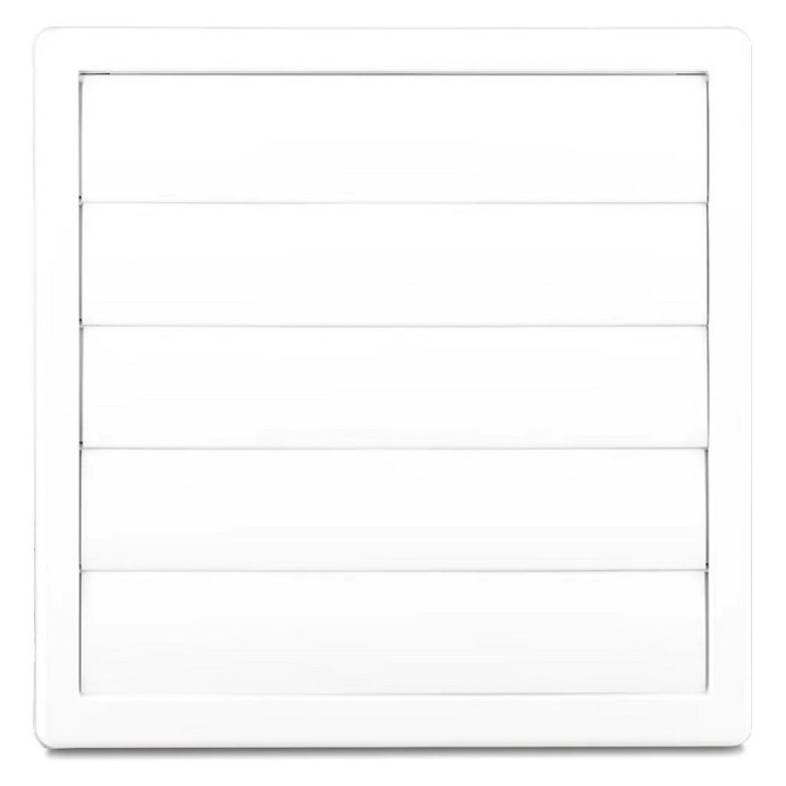 Grilaj ventilatie AIR ROXY, 170x170mm, FI 100mm, alb, cu obloane gravitationale