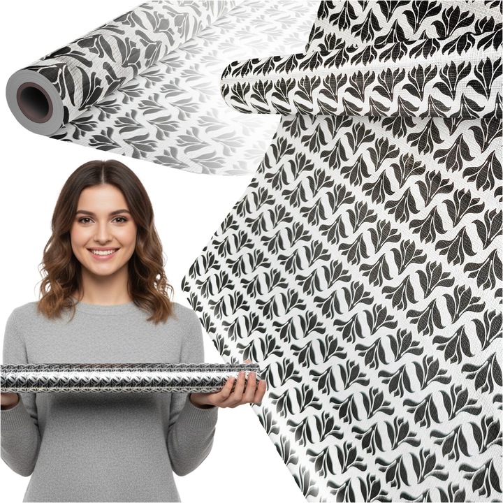 Hartie Pentru Ambalat Cadouri, Paperhit, Alb Si Negru, Rola Mare, 20 M