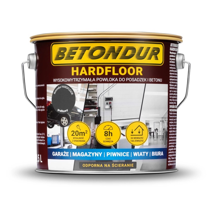 Betondur HARDFLOOR 2,5L festék, grafit, betonra és padlóra, kopásálló