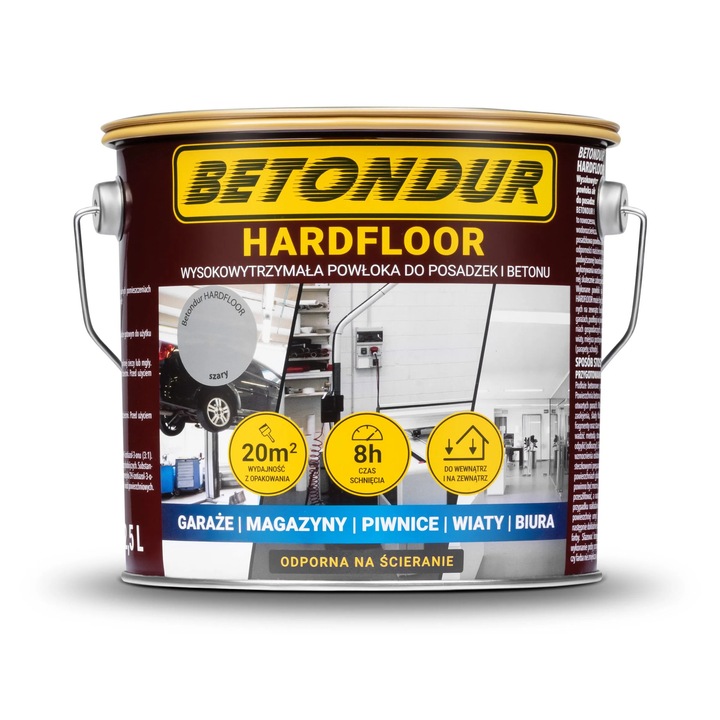 Vopsea Betondur HARDFLOOR 2,5L, gri, pentru beton si pardoseli, rezistenta la uzura