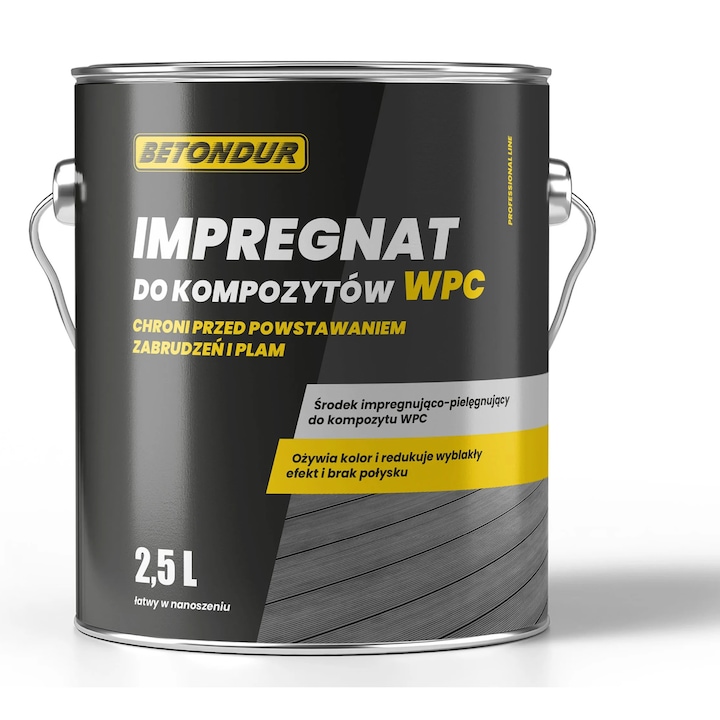 Impregnáló Betondur WPC teraszokhoz, 2,5L, hatékony védelem, gyors száradás, kültéri