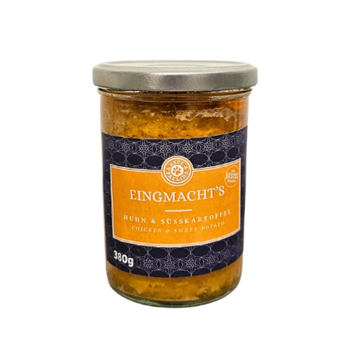 Paul & Paulina kutyatáp, csirke édesburgonyával, 380g, vitaminok és ásványi anyagok