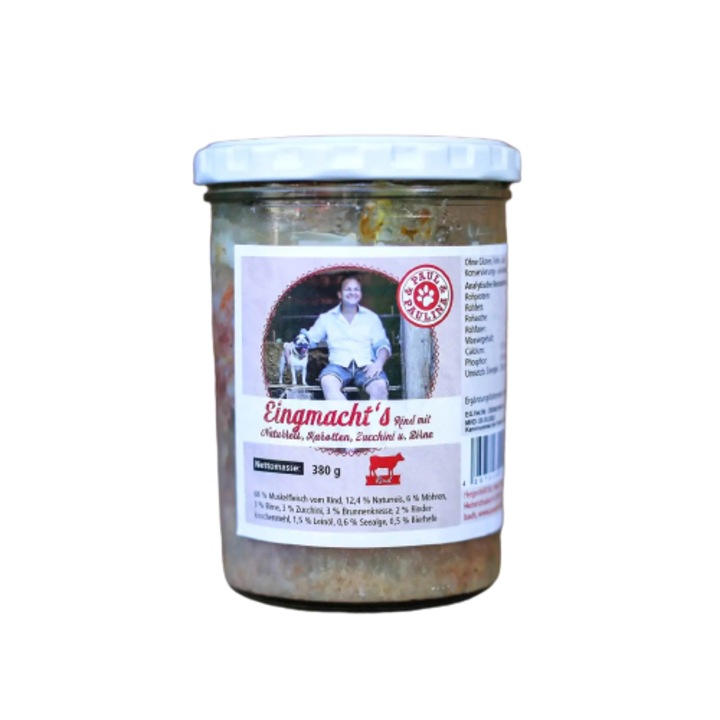 Kutyatáp, Paul & Paulina, vita barna rizzsel, 68% hús, 380g