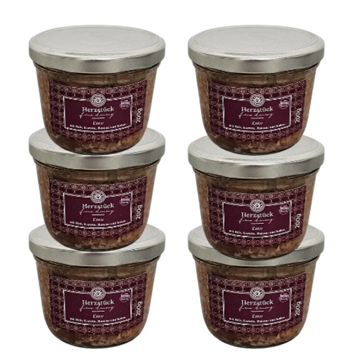 6x kutyatáp készlet kacsával, sárgarépával, banánnal és barna rizzsel, 200g