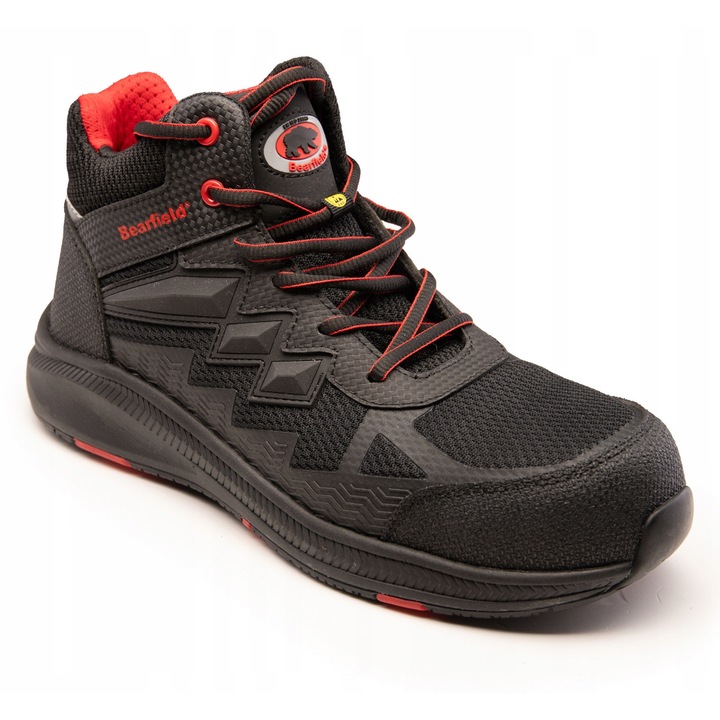 Bocanci de lucru, Bearfield, Negru/Rosu, 43 EU