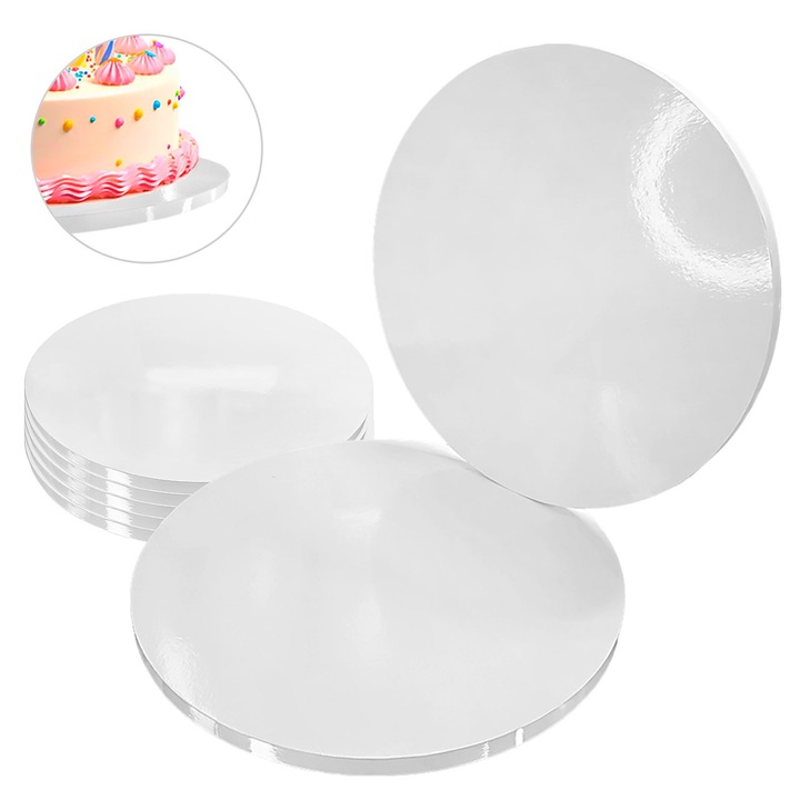 Tavita pentru torturi, Brand4Cake, set 5 buc, 28 cm, 1,2 cm, alb, rigida, capacitate 10 kg