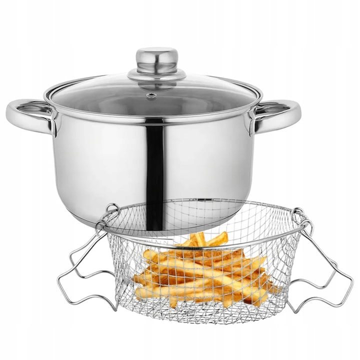 Тенджера от неръждаема стомана със сито Altom Design Fabio 3.2L за пържени картофи